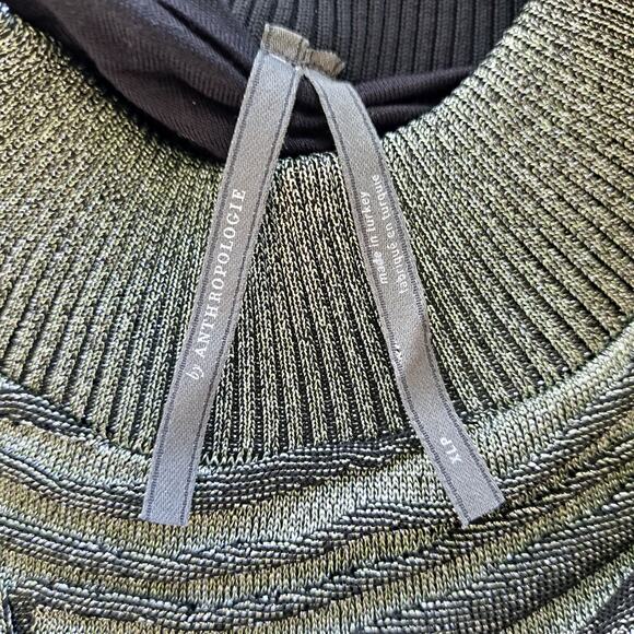 By ANTHROPOLOGIE Metallic Sleeveless Mock-Neck Sweater Mini Dress XL Petite - Picture 7 of 12